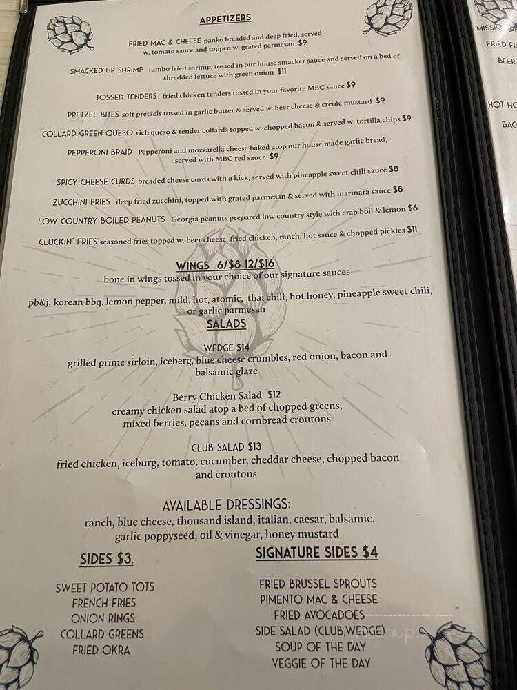 Macon Beer Company - Taproom & Kitchen - Macon, GA menu_pic