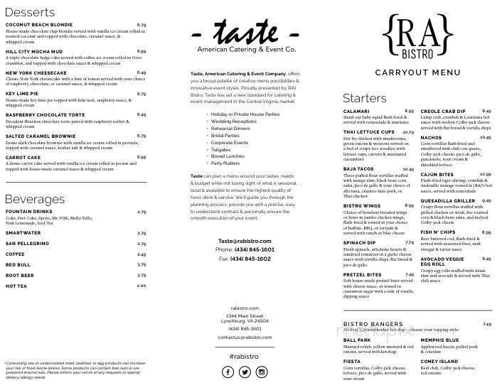 Robin Alexander: An American Bistro - Lynchburg, VA menu_pic