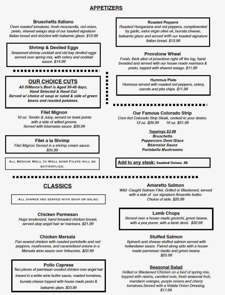 DiMarco's Bistro & Cantina - Uniontown, PA menu_pic
