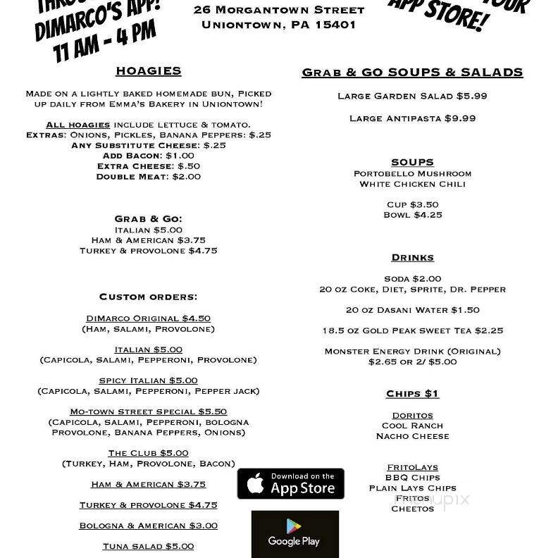 DiMarco's Bistro & Cantina - Uniontown, PA menu_pic