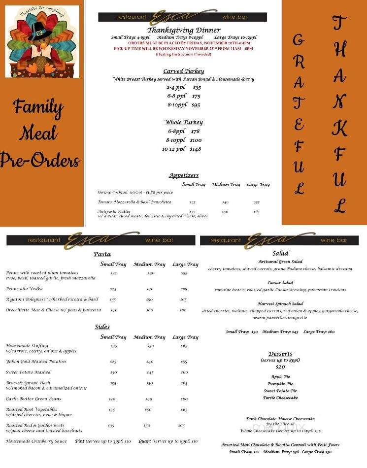Esca Restaurant & Wine Bar - Middletown, CT menu_pic