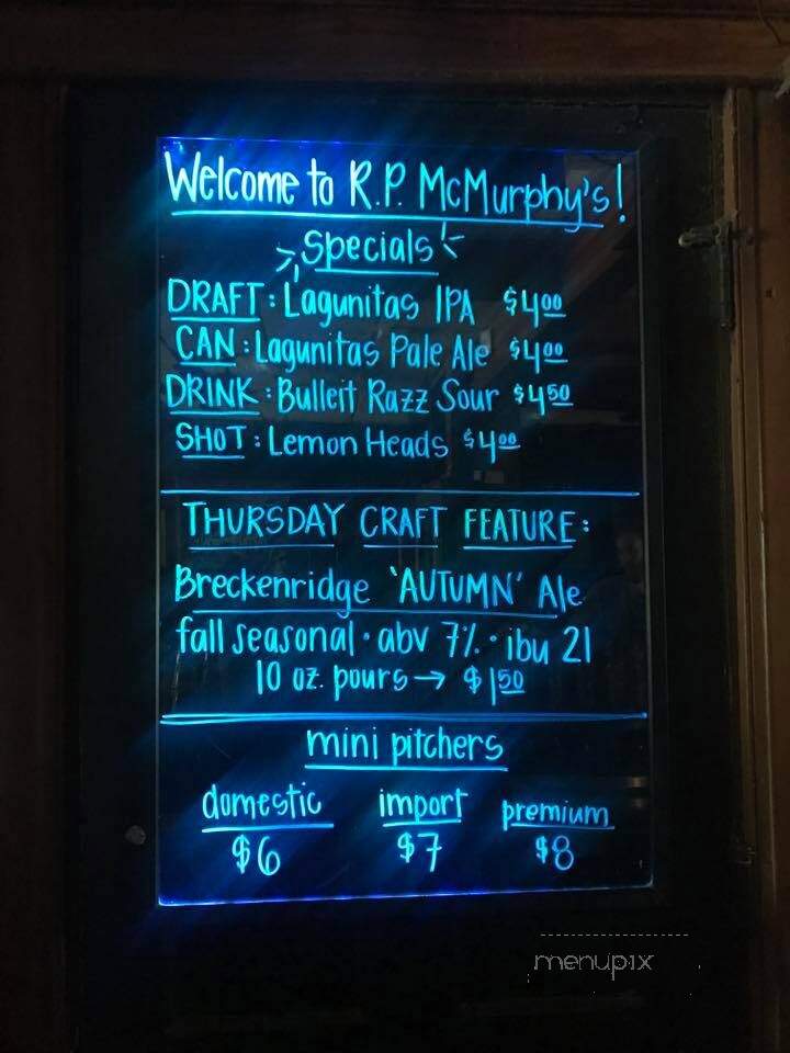 R.P. Mcmurphys - Cincinnati, OH menu_pic