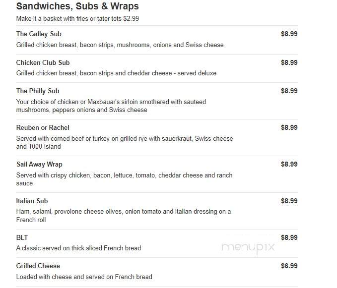 Sail Inn Bar & Grill - Traverse City, MI menu_pic