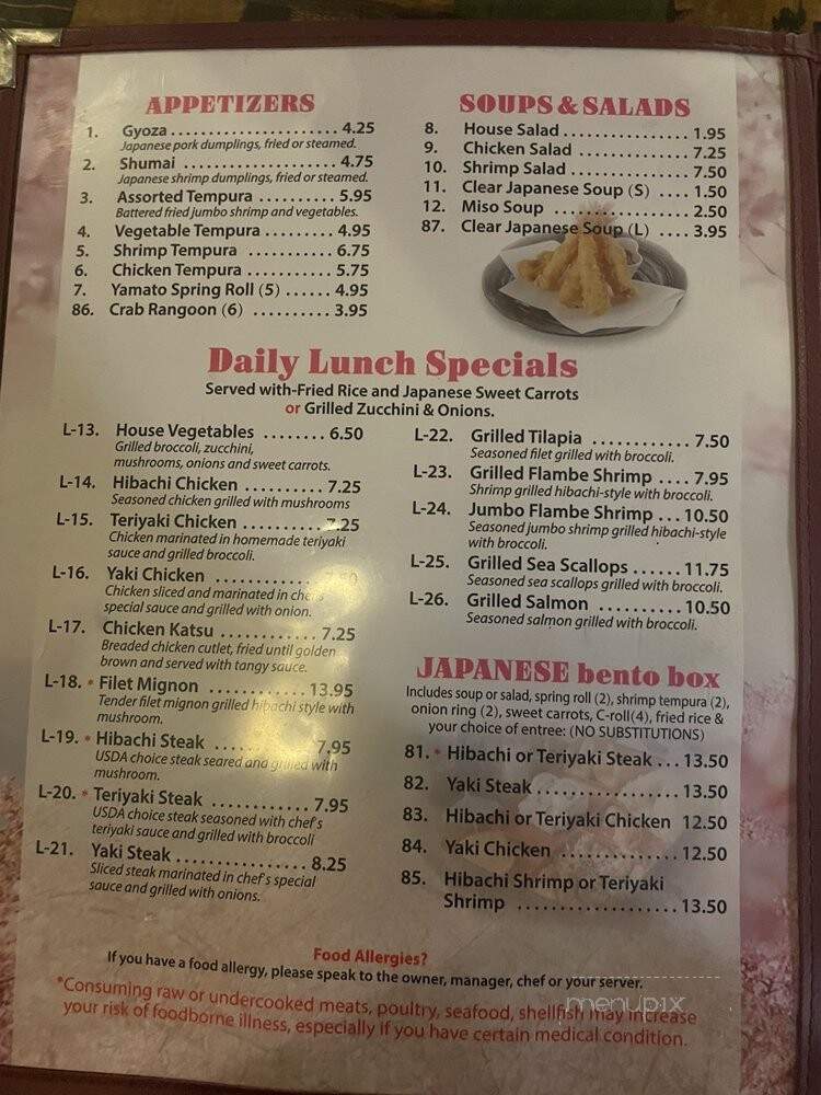 Yamato Japanese Restaurant - Dunn, NC menu_pic