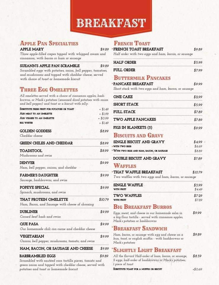 Sueann's Apple Pan - Prescott, AZ menu_pic