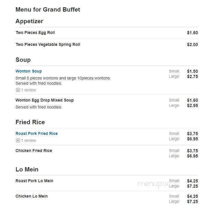 Grand China Buffet - Bradenton, FL menu_pic