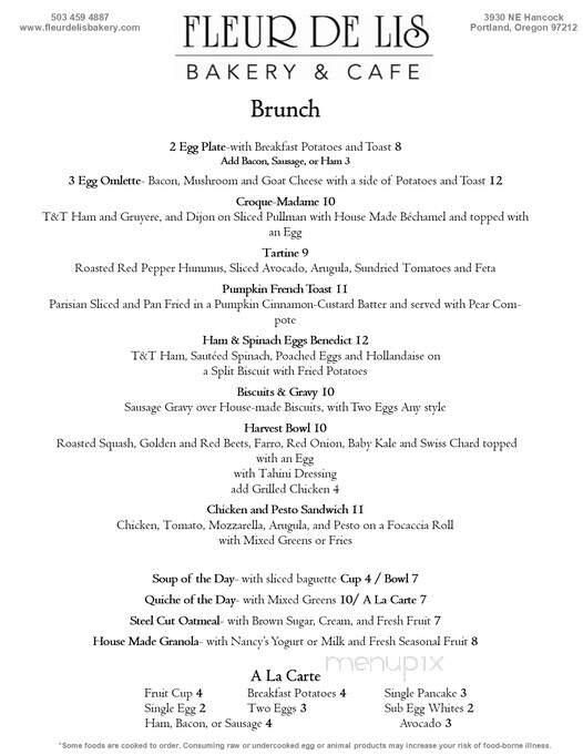 Fleur De Lis Bakery & Cafe - Portland, OR menu_pic