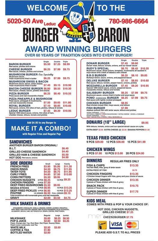 Burger Baron - Leduc, AB menu_pic