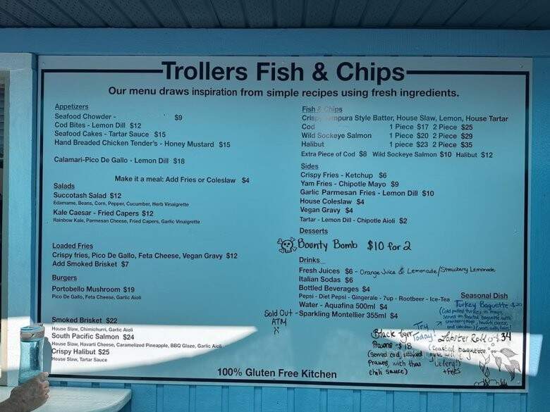 Troller Fish & Chips - Nanaimo, BC menu_pic