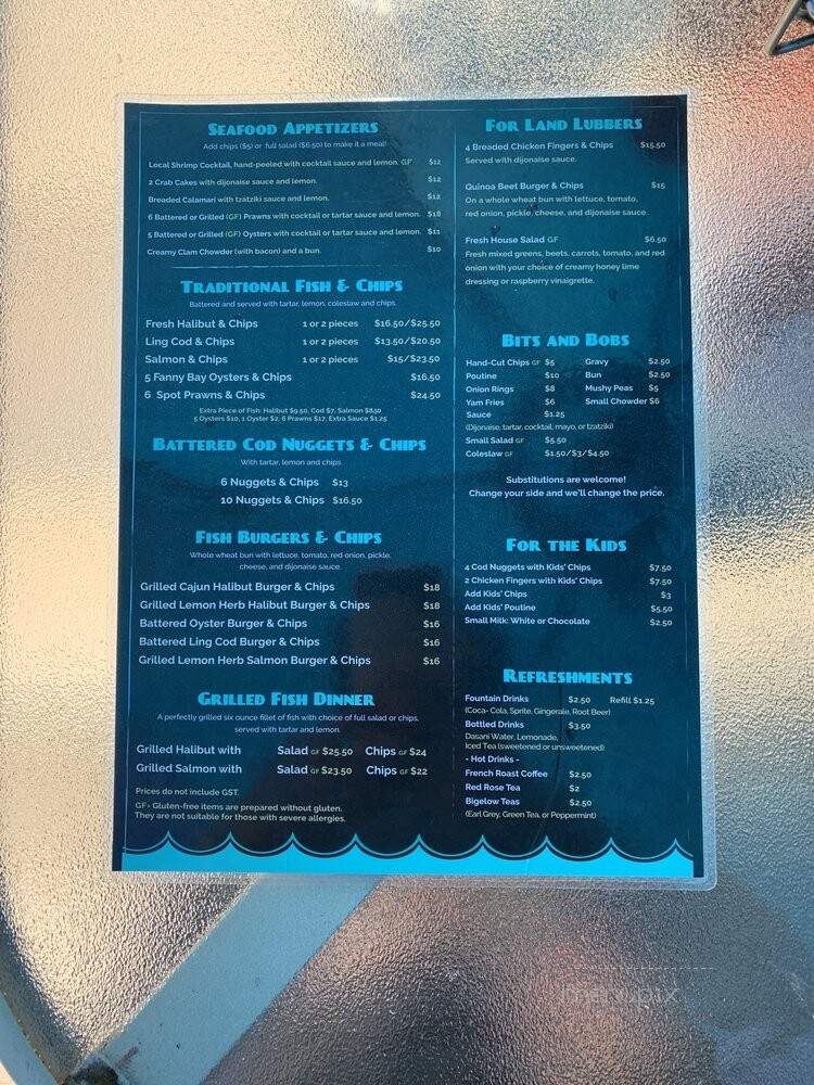 Troller Fish & Chips - Nanaimo, BC menu_pic