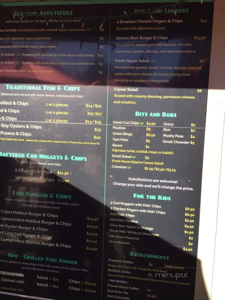 Troller Fish & Chips - Nanaimo, BC menu_pic
