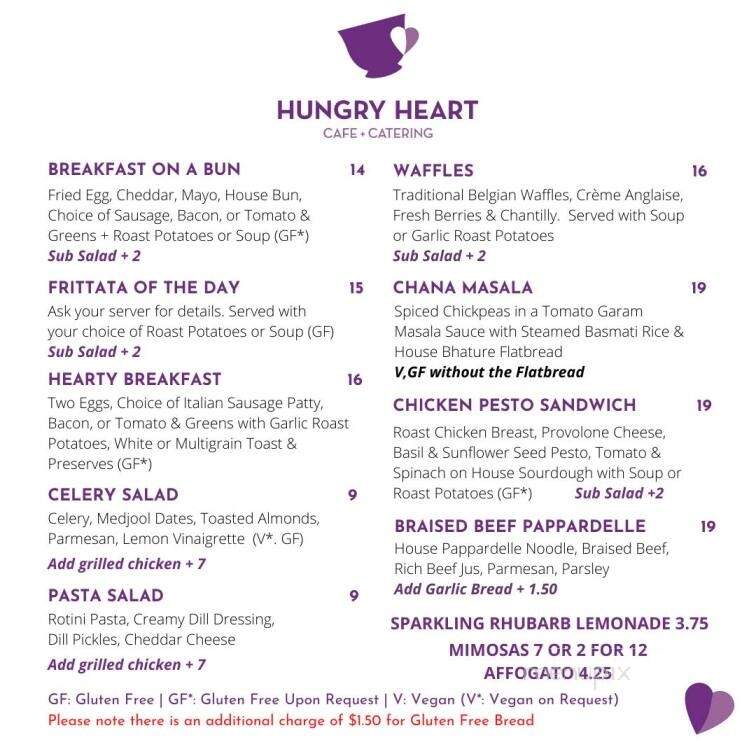 Hungry Heart Cafe - Saint John's, NL menu_pic