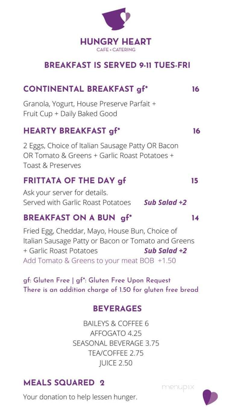Hungry Heart Cafe - Saint John's, NL menu_pic