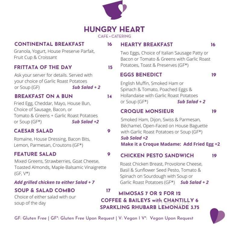 Hungry Heart Cafe - Saint John's, NL menu_pic