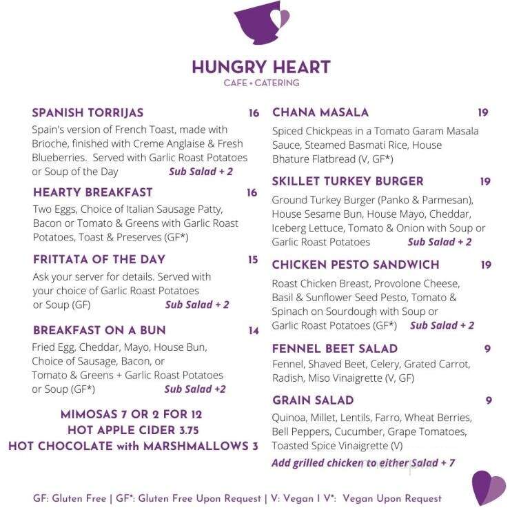 Hungry Heart Cafe - Saint John's, NL menu_pic