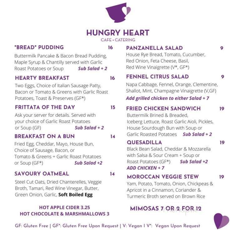 Hungry Heart Cafe - Saint John's, NL menu_pic