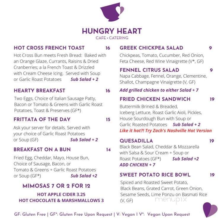 Hungry Heart Cafe - Saint John's, NL menu_pic