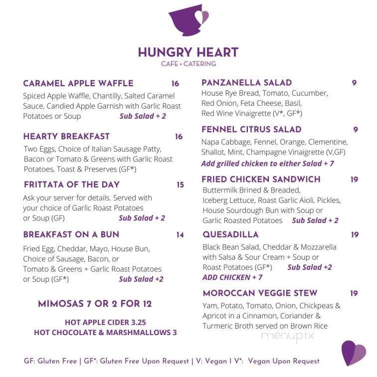 Hungry Heart Cafe - Saint John's, NL menu_pic