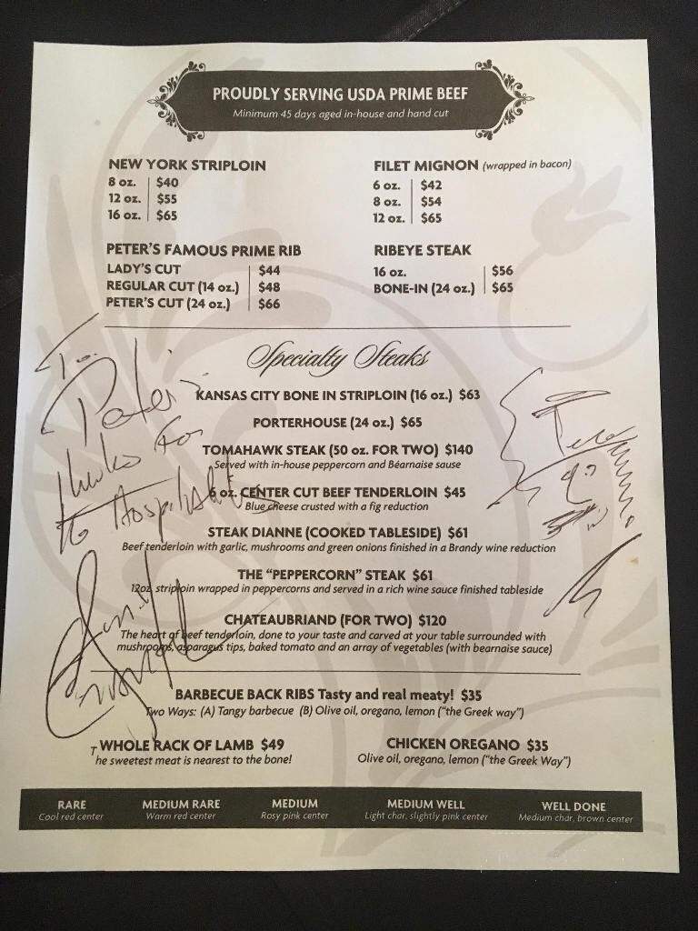 Peter's Fine Dining Steak & Seafood - Markham, ON menu_pic