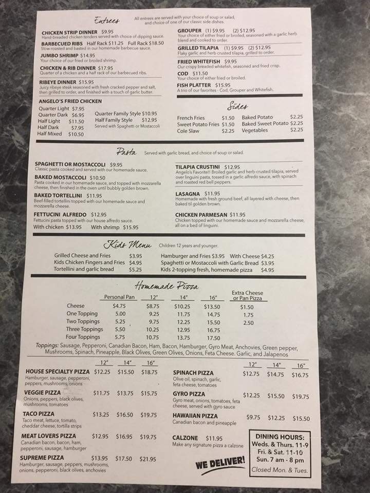 Angelos Restaurant & Pizza - Spring Valley, IL menu_pic