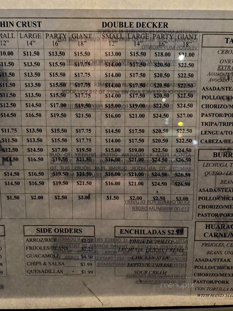 Azteca Pizza & Tequeria - Round Lake Beach, IL menu_pic