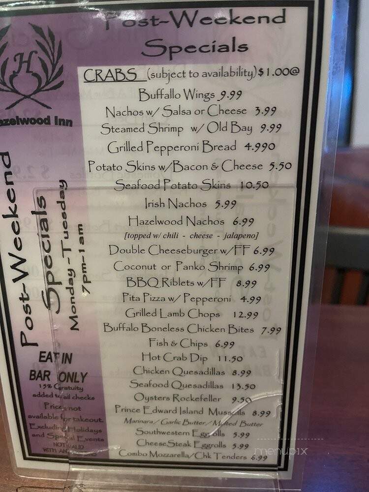 Hazelwood Inn - Baltimore, MD menu_pic