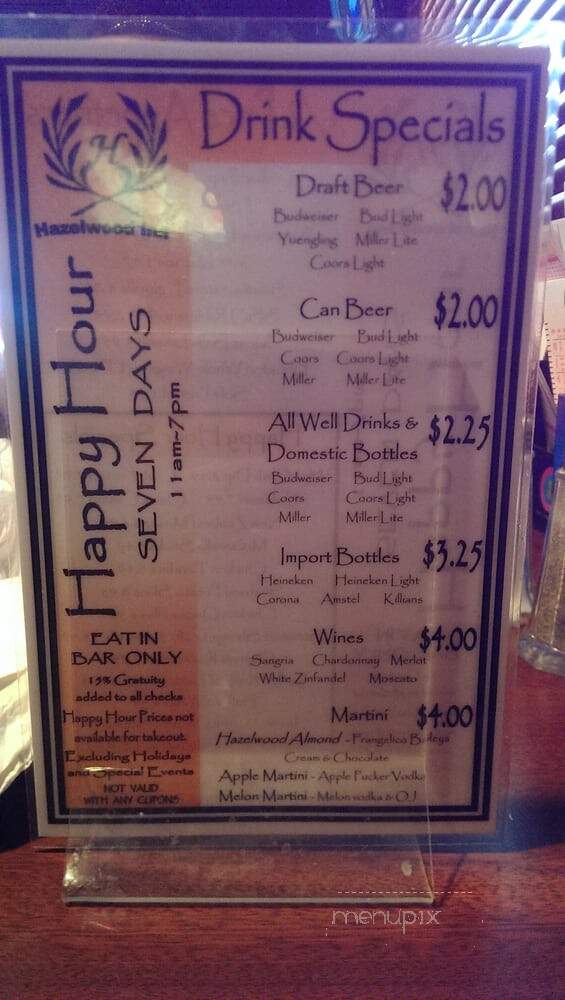 Hazelwood Inn - Baltimore, MD menu_pic