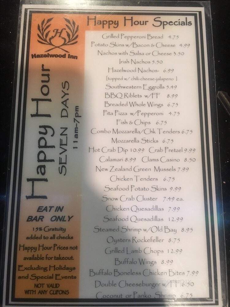 Hazelwood Inn - Baltimore, MD menu_pic