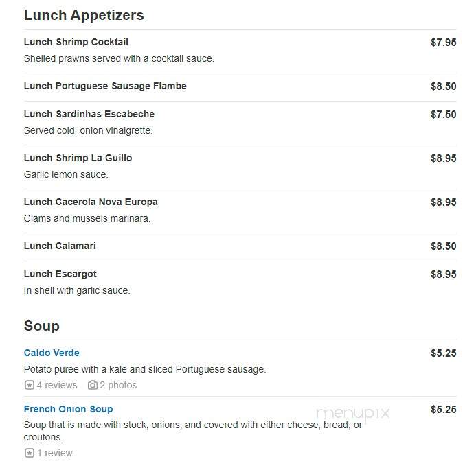Nova Europa Restaurant - Silver Spring, MD menu_pic