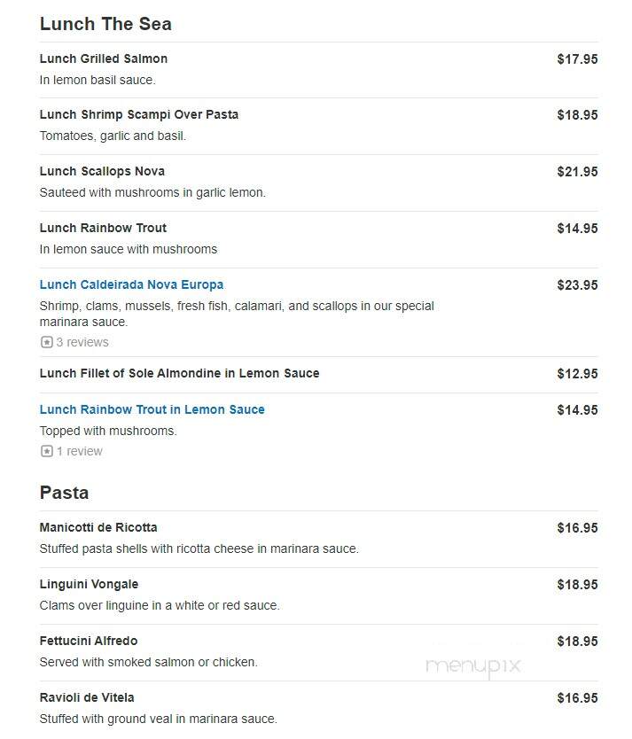 Nova Europa Restaurant - Silver Spring, MD menu_pic