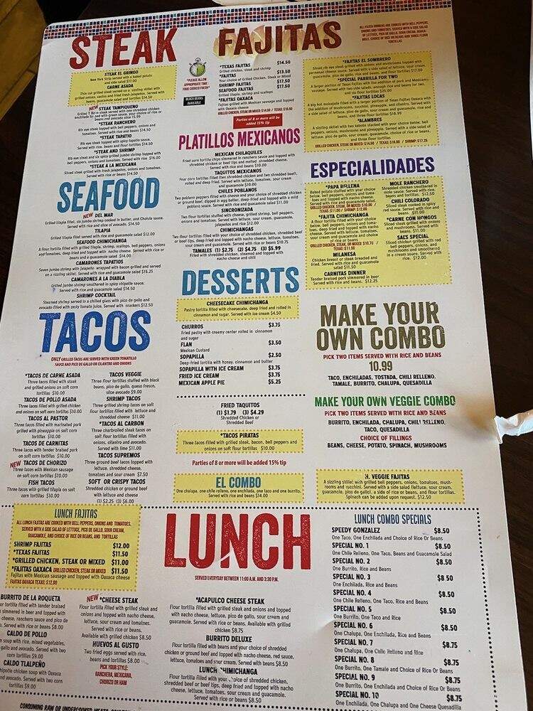 El Sombrero Restaurant - Statesboro, GA menu_pic