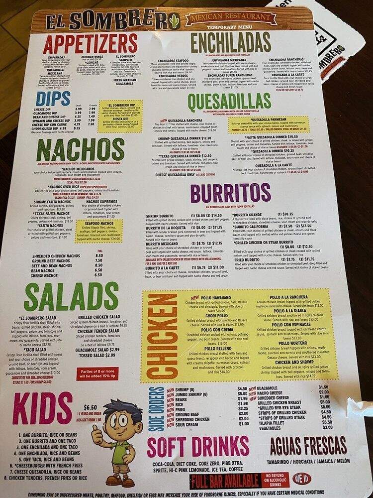 El Sombrero Restaurant - Statesboro, GA menu_pic