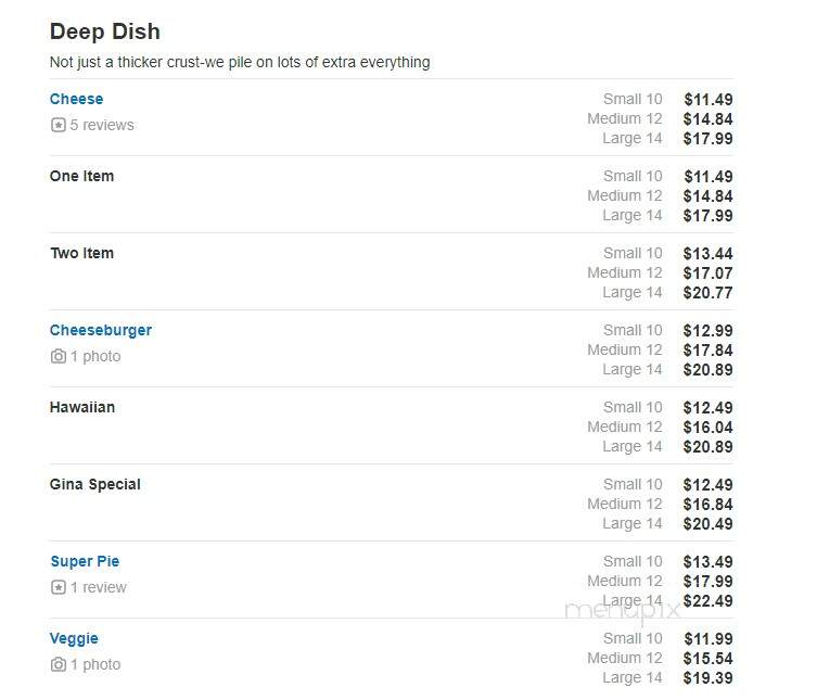 Gina Maria's Pizza - Minnetonka, MN menu_pic