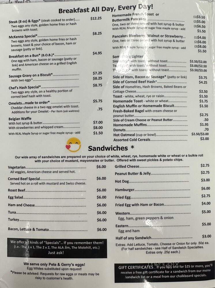 Coffee Pot - Littleton, NH menu_pic