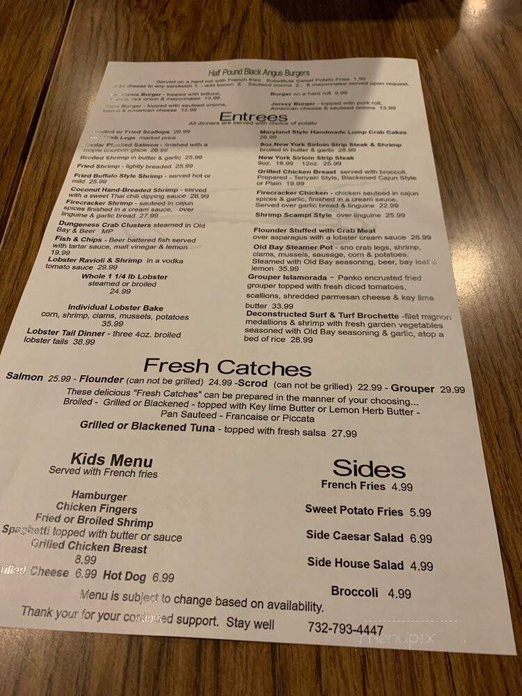 Crab's Claw Inn - Lavallette, NJ menu_pic