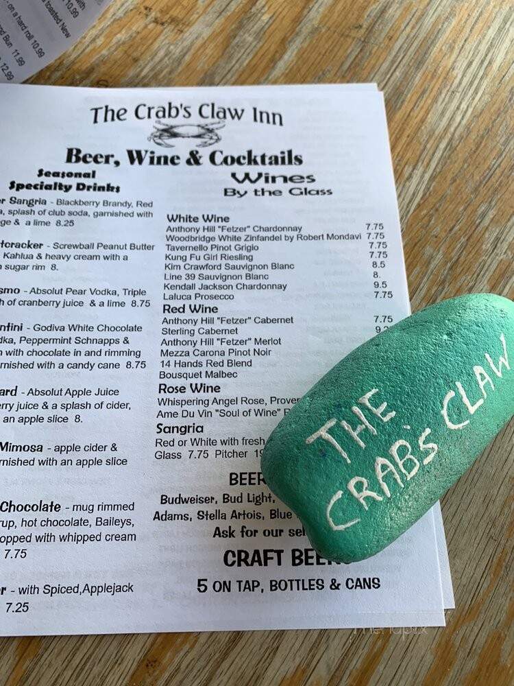 Crab's Claw Inn - Lavallette, NJ menu_pic