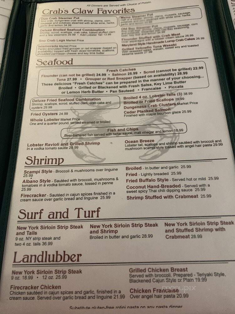 Crab's Claw Inn - Lavallette, NJ menu_pic