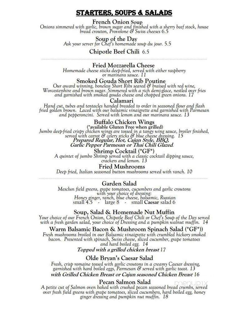 Olde Bryan Inn - Saratoga Springs, NY menu_pic