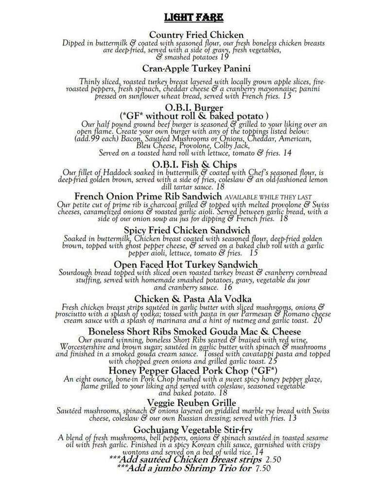 Olde Bryan Inn - Saratoga Springs, NY menu_pic