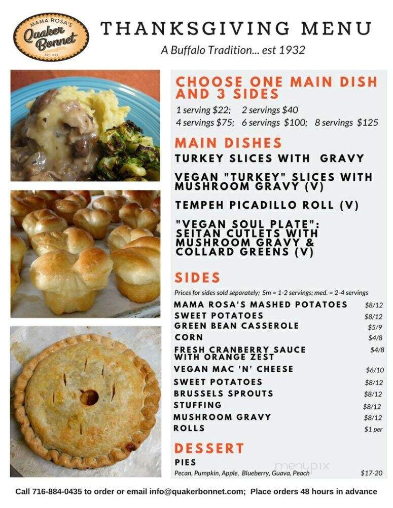 Quaker Bonnet Eatery - Buffalo, NY menu_pic