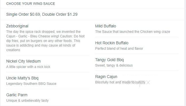 Zebb's Deluxe Grill & Bar - Syracuse, NY menu_pic