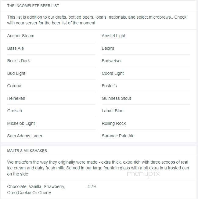 Zebb's Deluxe Grill & Bar - Syracuse, NY menu_pic