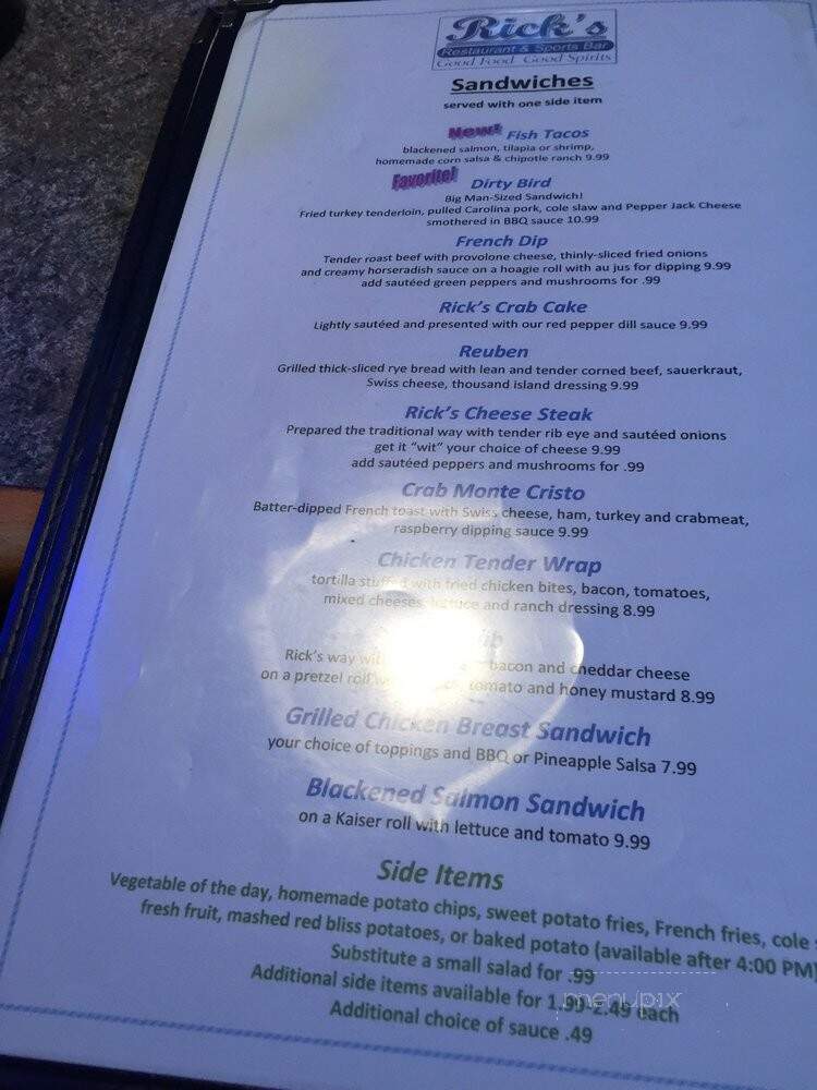Ricks Eating Establishment II - Sneads Ferry, NC menu_pic