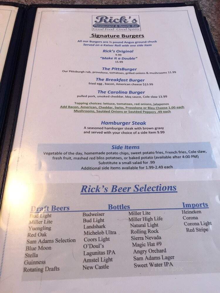 Ricks Eating Establishment II - Sneads Ferry, NC menu_pic
