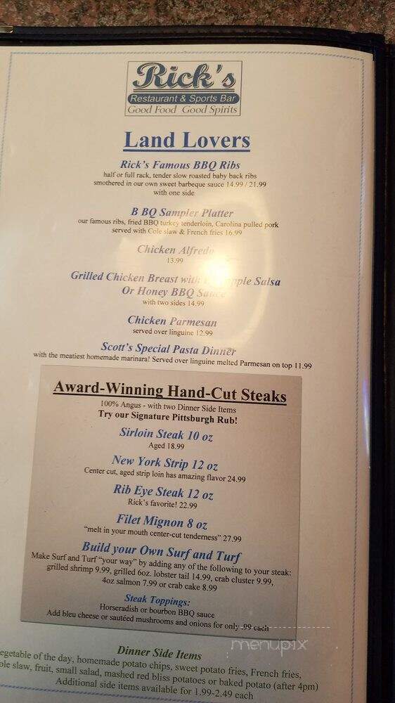 Ricks Eating Establishment II - Sneads Ferry, NC menu_pic