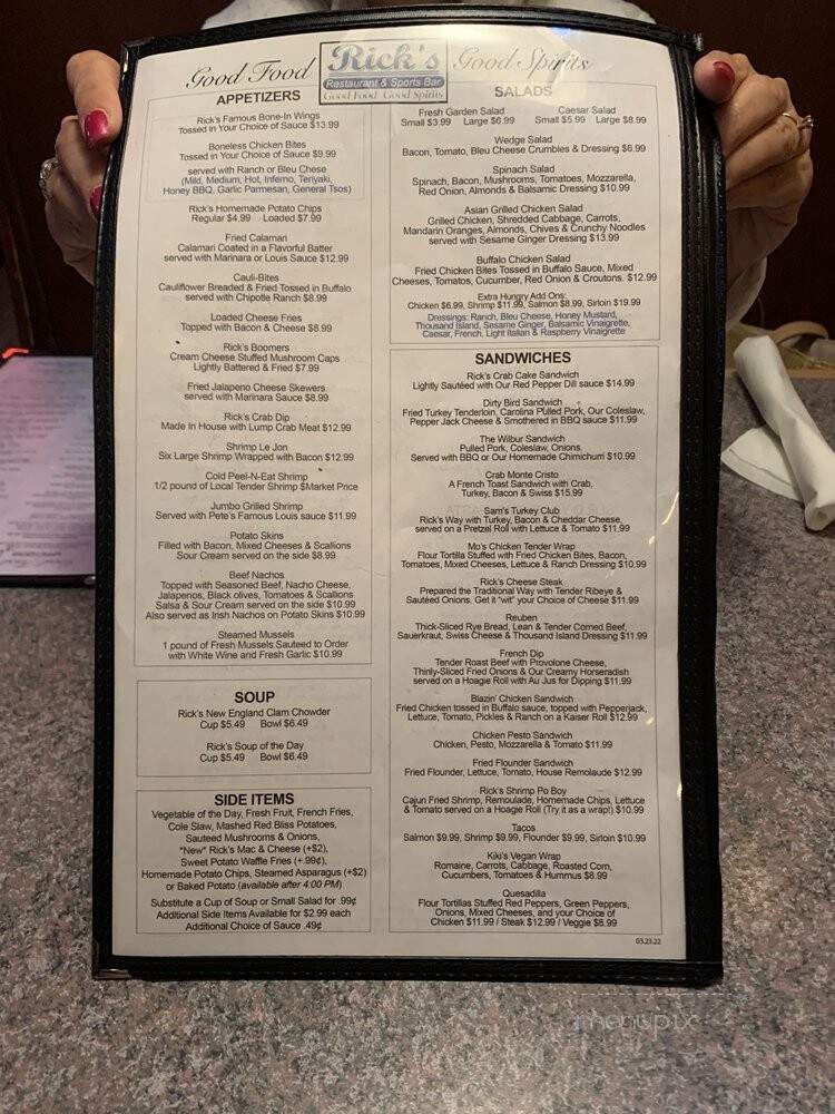 Ricks Eating Establishment II - Sneads Ferry, NC menu_pic