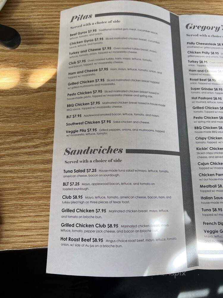 Gregory's On Main Street - Rutherfordton, NC menu_pic