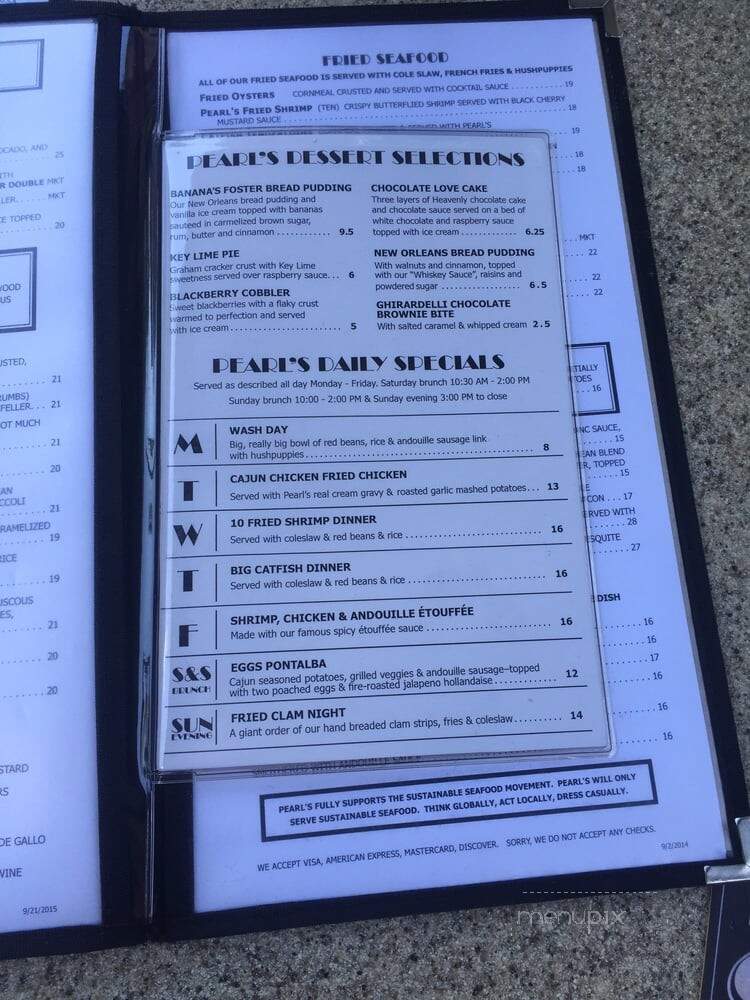 Pearl's Restaurant - Oklahoma City, OK menu_pic