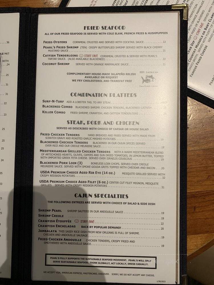 Pearl's Restaurant - Oklahoma City, OK menu_pic