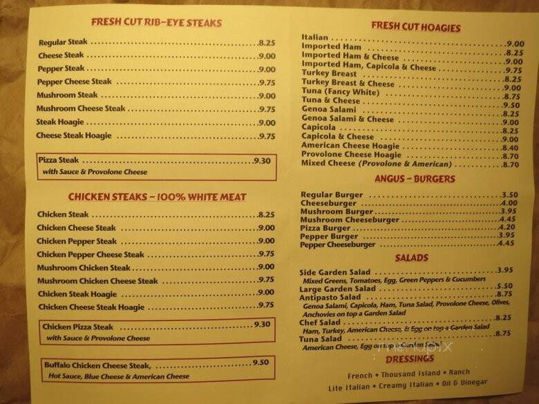 Dalessandro's Steaks - Philadelphia, PA menu_pic